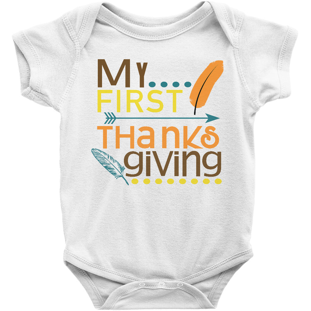 My First Thanksgiving Cute Baby Infant Onesie/Bodysuit or Tee Short or Longsleeve