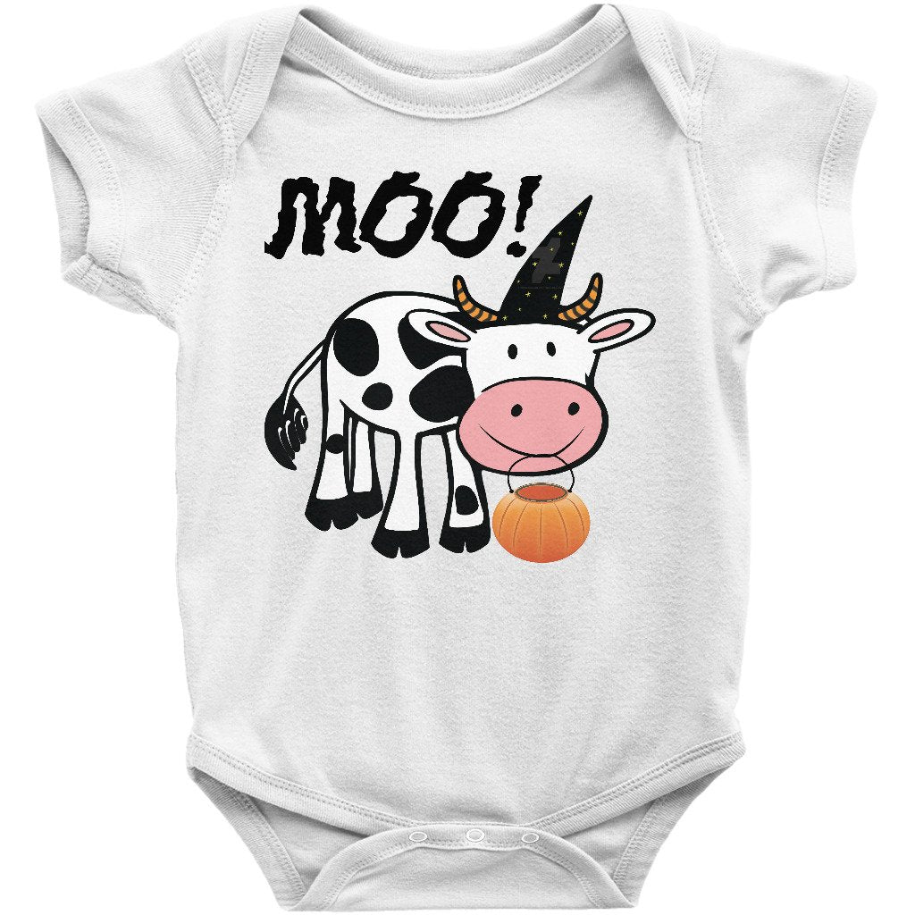 Cute Halloween Onesie/Bodysuit Infant and Toddler Shirt with Cow Moo-Boo!