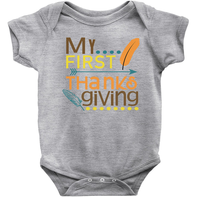 My First Thanksgiving Cute Baby Infant Onesie/Bodysuit or Tee Short or Longsleeve