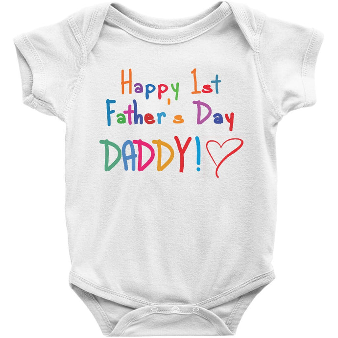 Cute Happy First Father's Day Daddy Onesie Bodysuit or Infant Tee