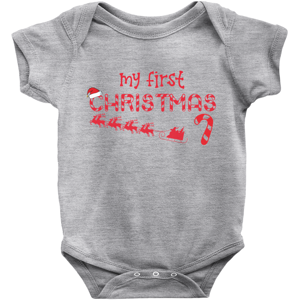 Cute My First Christmas Baby's 1st Christmas Onesie/Tee/Bodysuit AmStaf Designs Cute My First Christmas Baby's 1st Christmas Onesie/Tee/Bodysuit AmStaf Designs