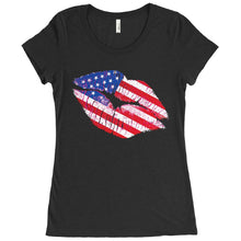 Cute American Flag Kiss Lips Women's Tshirt or Tank - perfect cute Memorial Day shirt or Jul 4 top