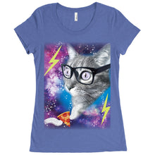 Funny Cat in Outer Space Womens Shirt