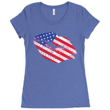 Cute American Flag Kiss Lips Women's Tshirt or Tank - perfect cute Memorial Day shirt or Jul 4 top