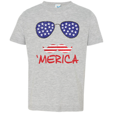 Cute, Funny "'Merica" American Flag with Mustache Onesie Bodysuit, Infant Tee, or Toddler Tee