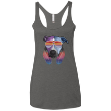 Retro Pitbull Dog With Sunglasses Headphones Women's Ladies' Triblend Racerback Tank