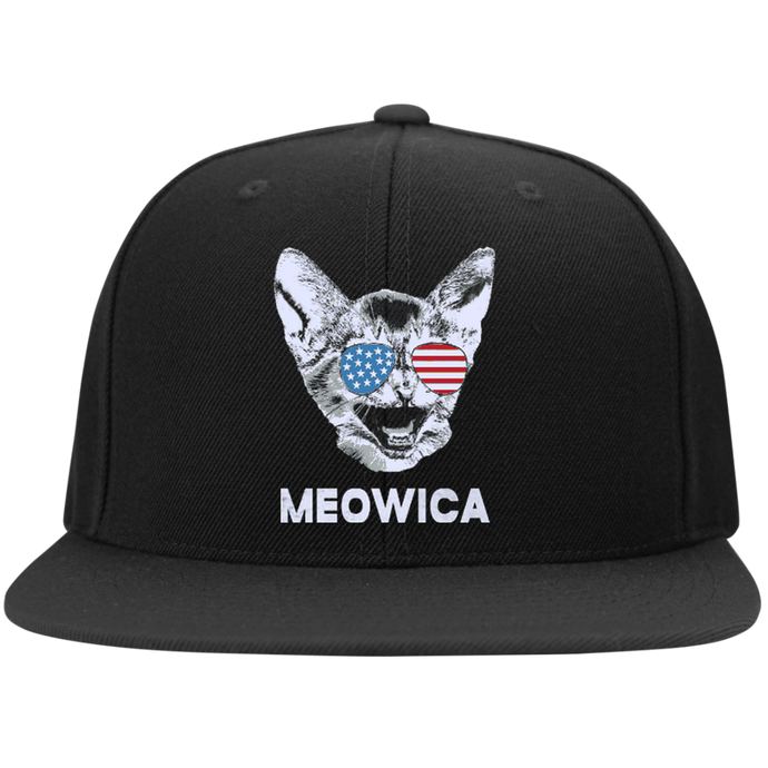 Meowica USA American Flag Cat - July 4 High-Profile Snapback Hat