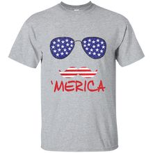 Funny Cute "'Merica" American Flag with Mustache Mens / Womens Tshirt