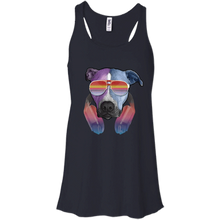 Retro Pitbull Dog With Sunglasses Headphones Women's Flowy Racerback Tank