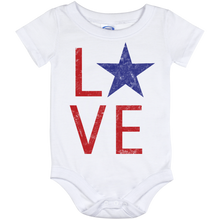 Super Cute Red, White, and Blue American Flag Star "LOVE" Onesie Bodysuit, Infant Tee, or Toddler Tee