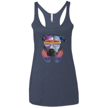 Retro Pitbull Dog With Sunglasses Headphones Women's Ladies' Triblend Racerback Tank