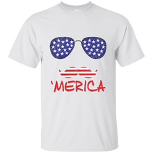 Funny Cute "'Merica" American Flag with Mustache Mens / Womens Tshirt