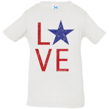 Super Cute Red, White, and Blue American Flag Star "LOVE" Onesie Bodysuit, Infant Tee, or Toddler Tee