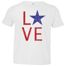 Super Cute Red, White, and Blue American Flag Star "LOVE" Onesie Bodysuit, Infant Tee, or Toddler Tee