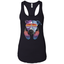 Retro Pitbull Dog With Sunglasses Headphones Women's Tank