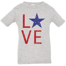 Super Cute Red, White, and Blue American Flag Star "LOVE" Onesie Bodysuit, Infant Tee, or Toddler Tee