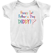 Cute Happy First Father's Day Daddy Onesie Bodysuit or Infant Tee