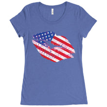 Cute American Flag Kiss Lips Women's Tshirt or Tank - perfect cute Memorial Day shirt or Jul 4 top