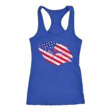 Cute American Flag Kiss Lips Women's Tshirt or Tank - perfect cute Memorial Day shirt or Jul 4 top