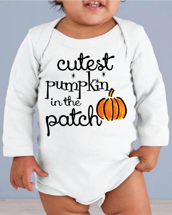Cute Halloween Cutest Pumpkin in the Patch Bodysuit or Infant Tee