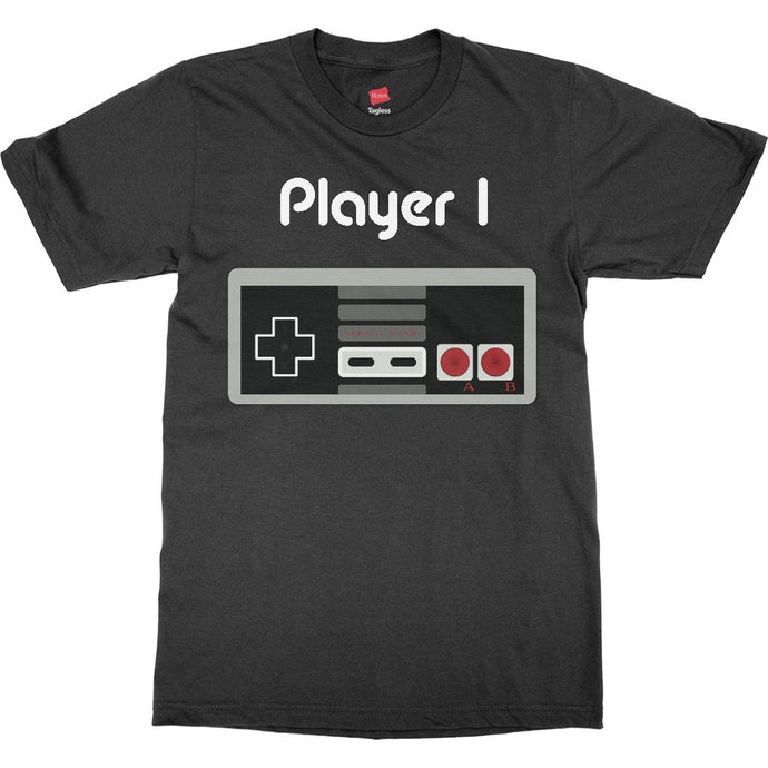 Old School Nintendo Player 1 T-Shirt for Gamers. Perfect for Father's Day! (See matching baby gear)