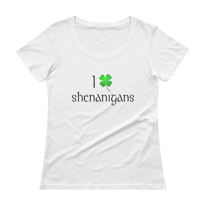 I Love Shenanigans St. Patrick's Day Ladies' Scoopneck T-Shirt