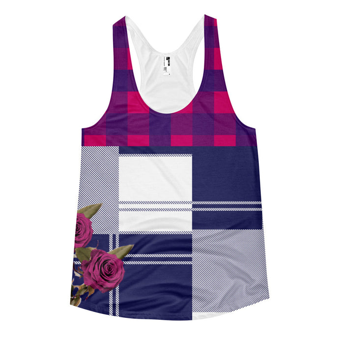 Rose Plaid Women's Racerback Tank