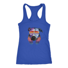 Pitbull Dog With Sunglasses Headphones Womens Racerback Tank