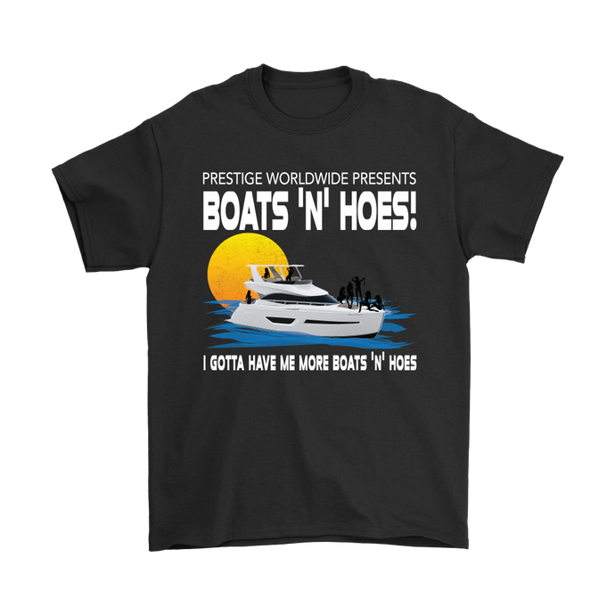 Original Step Brothers Movie Prestige Worldwide Boats N' Hoes Funny Men's T-Shirt