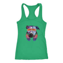 Pitbull Dog With Sunglasses Headphones Womens Racerback Tank