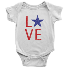 Cute Red, White, and Blue American Star "LOVE" Onesie Bodysuit, Infant Tee, or Toddler Tee