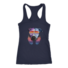 Pitbull Dog With Sunglasses Headphones Womens Racerback Tank