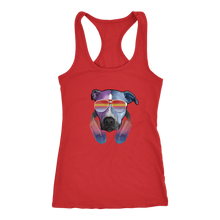 Pitbull Dog With Sunglasses Headphones Womens Racerback Tank