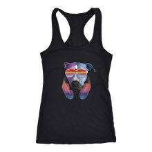 Pitbull Dog With Sunglasses Headphones Womens Racerback Tank