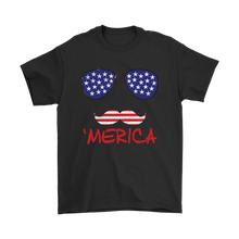 Funny Cute "'Merica" American Flag with Mustache Mens / Womens Tshirt or Tank