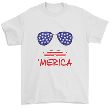 Funny Cute "'Merica" American Flag with Mustache Mens / Womens Tshirt or Tank