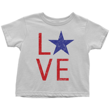 Cute Red, White, and Blue American Star "LOVE" Onesie Bodysuit, Infant Tee, or Toddler Tee